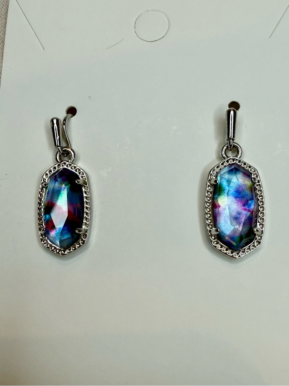 Kendra Scott Lee Silver Drop Earrings in Watercolor Illusion ✨ - Picture 7 of 16